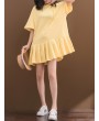 女士褶皱连帽半袖夏季连衣裙