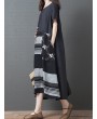 女士复古拼接棉涤纶连衣裙
