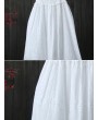 白色棉质露肩及小腿蕾丝连衣裙