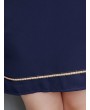 女士海军蓝拼接迷你连衣裙 - 短袖