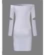 女士露肩涤纶迷你连衣裙——黑白色