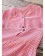 女士复古条纹棉质衬衫裙 - 夏季款
