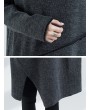女士灰色棉质高领休闲连衣裙