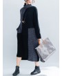 女士复古拼接针织中长裙