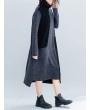女士复古拼接针织中长裙