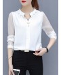 女士雪纺V领长袖衬衫(S–5XL)