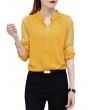 女士雪纺V领长袖衬衫(S–5XL)