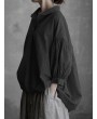 加大码V领格子长袖衬衫