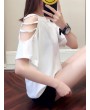 露肩纯棉T恤——纯色夏季休闲款