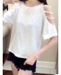 露肩纯棉T恤——纯色夏季休闲款