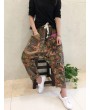 复古民族风印花垂裆拼接长裤