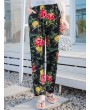 波西米亚风印花高腰涤纶长裤