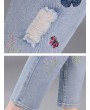蝴蝶刺绣哈伦牛仔裤——脚踝长度