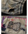 女士卡通印花涤纶短牛仔裤 - 蓝色