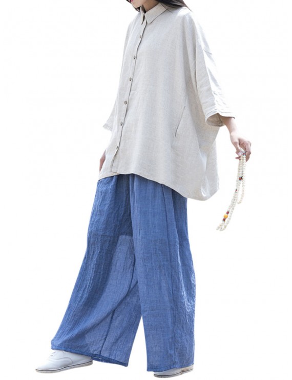 女士高腰纯棉休闲裤