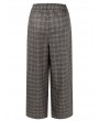 女士格纹羊毛混纺阔腿裤 - 松紧腰设计
