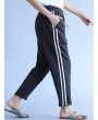 女士条纹抽绳腰休闲裤