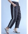 女士条纹抽绳腰休闲裤