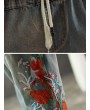 浅蓝色刺绣做旧哈伦牛仔裤