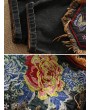 女士花卉刺绣拼接牛仔裤 – 蓝色