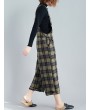 女士格子阔腿连体裤——细肩带款