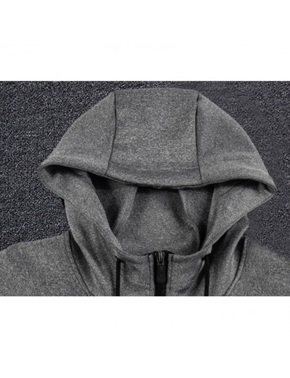 男士速干连帽运动夹克——修身款聚酯纤维