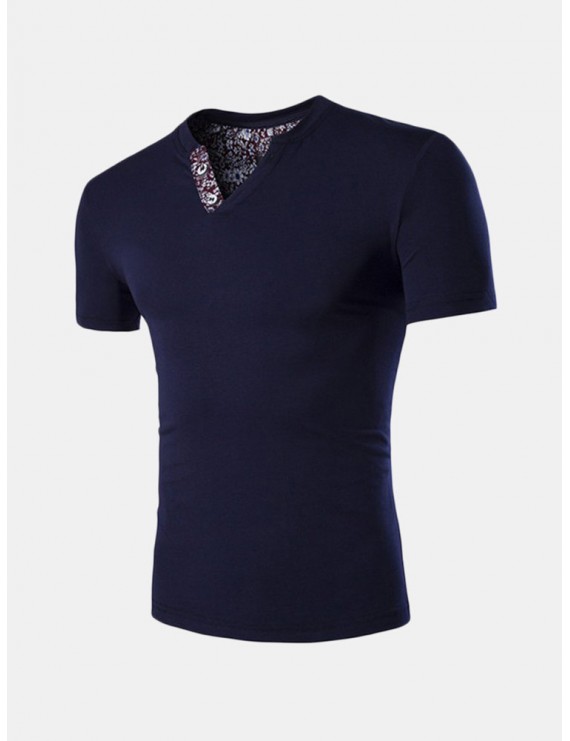 加大码男士V领棉涤混纺T恤(M–5XL)