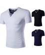 加大码男士V领棉涤混纺T恤(M–5XL)