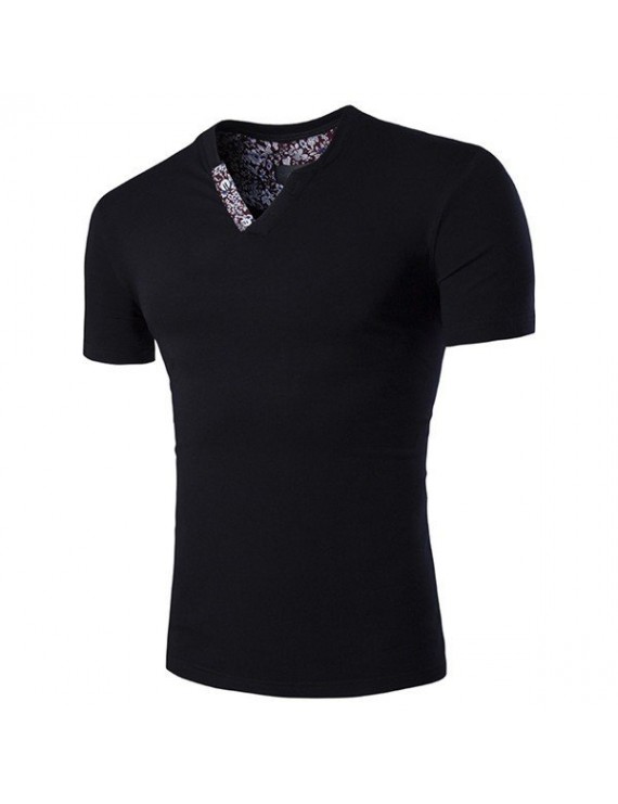 加大码男士V领棉涤混纺T恤(M–5XL)