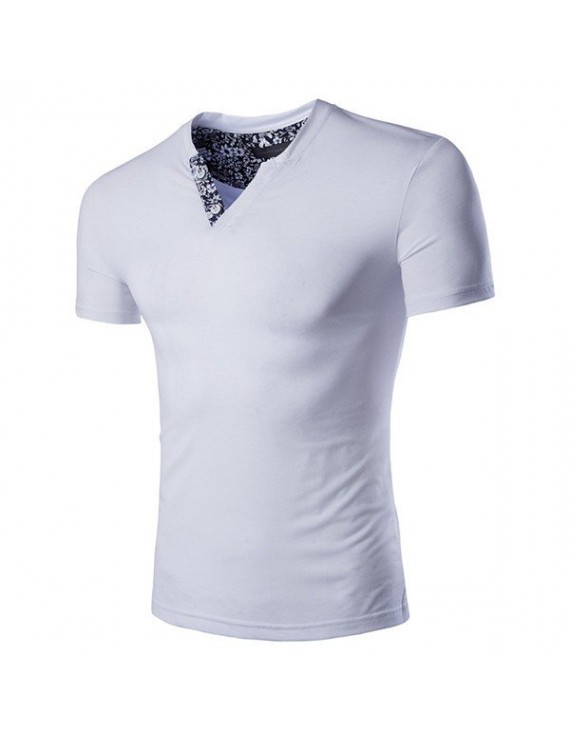 加大码男士V领棉涤混纺T恤(M–5XL)