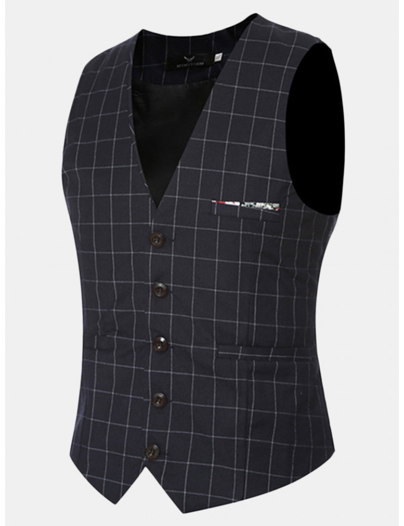 男士修身格子棉马甲——商务与休闲两用