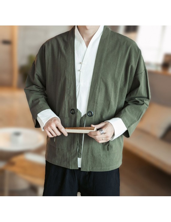 男士复古棉麻防晒外套