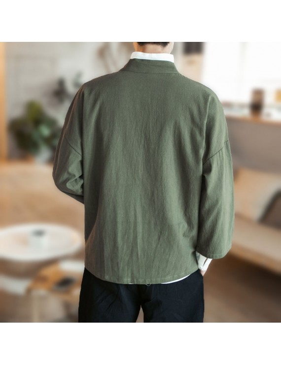 男士复古棉麻防晒外套