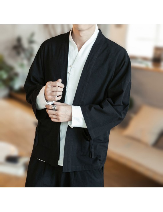 男士复古棉麻防晒外套