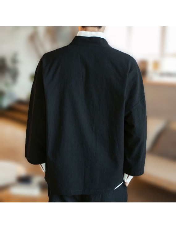 男士复古棉麻防晒外套