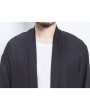 男士黑色亚麻开襟夹克（鹤纹刺绣）