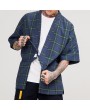 男士V领纯棉衬衫——格纹与印花款,短袖