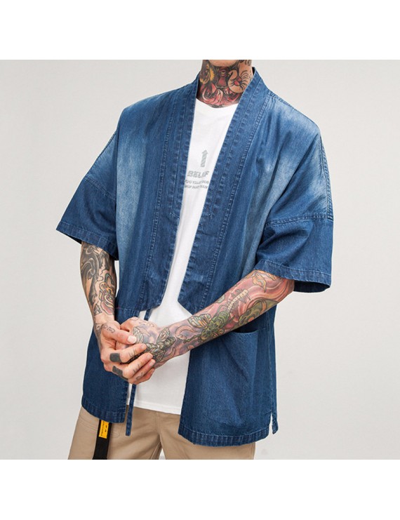 男士V领纯棉衬衫——格纹与印花款,短袖