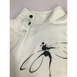 蜻蜓印花短袖衬衫 - 涤纶休闲上衣