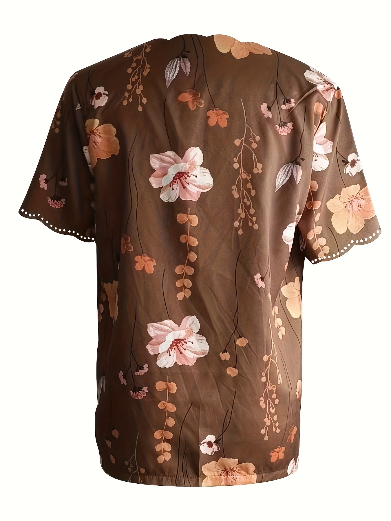 花卉印花荷叶边上衣 – 袖口细节