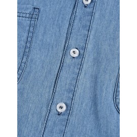 男士100%纯棉牛仔衬衫——长袖、休闲版型