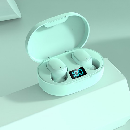TWS Wireless Bluetooth Earbuds with LED Display Charging Case and Qi Wireless Charging