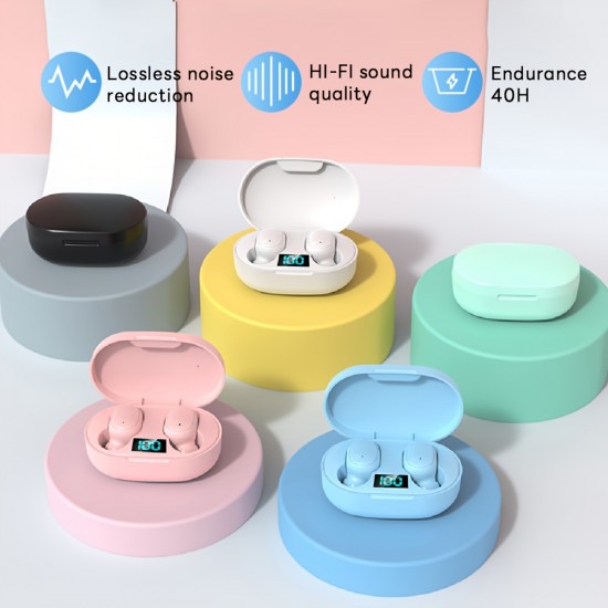 TWS Wireless Bluetooth Earbuds with LED Display Charging Case and Qi Wireless Charging