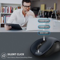 Wireless 2.4G Optical Mouse — 3-Level DPI Adjustment (800/1200/1600), 6-Button, Silent Click, Ambidextrous Design