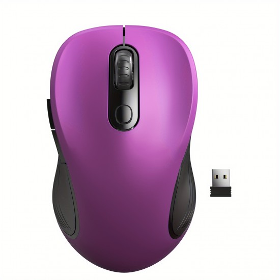 Wireless 2.4G Optical Mouse — 3-Level DPI Adjustment (800/1200/1600), 6-Button, Silent Click, Ambidextrous Design