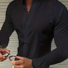 男士休闲长袖立领衬衫