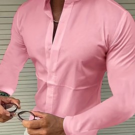 男士休闲长袖立领衬衫