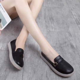 女士轻便PU乐福鞋（搭扣装饰）