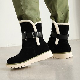 女士加大码绒面革雪地靴——保暖防滑