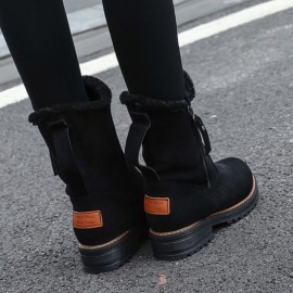 女士绒面革雪地靴——保暖防滑,侧边拉链设计